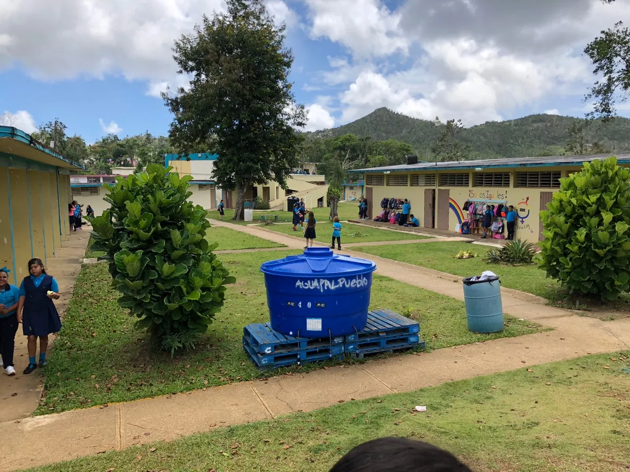 Aerial view of school campus